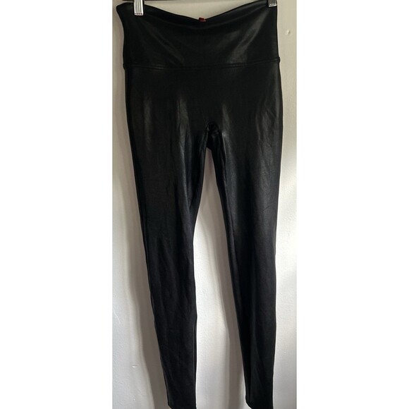 Spanx by Sara Blakely Womens Faux Leather Leggings Black Size Medium - Picture 1 of 10